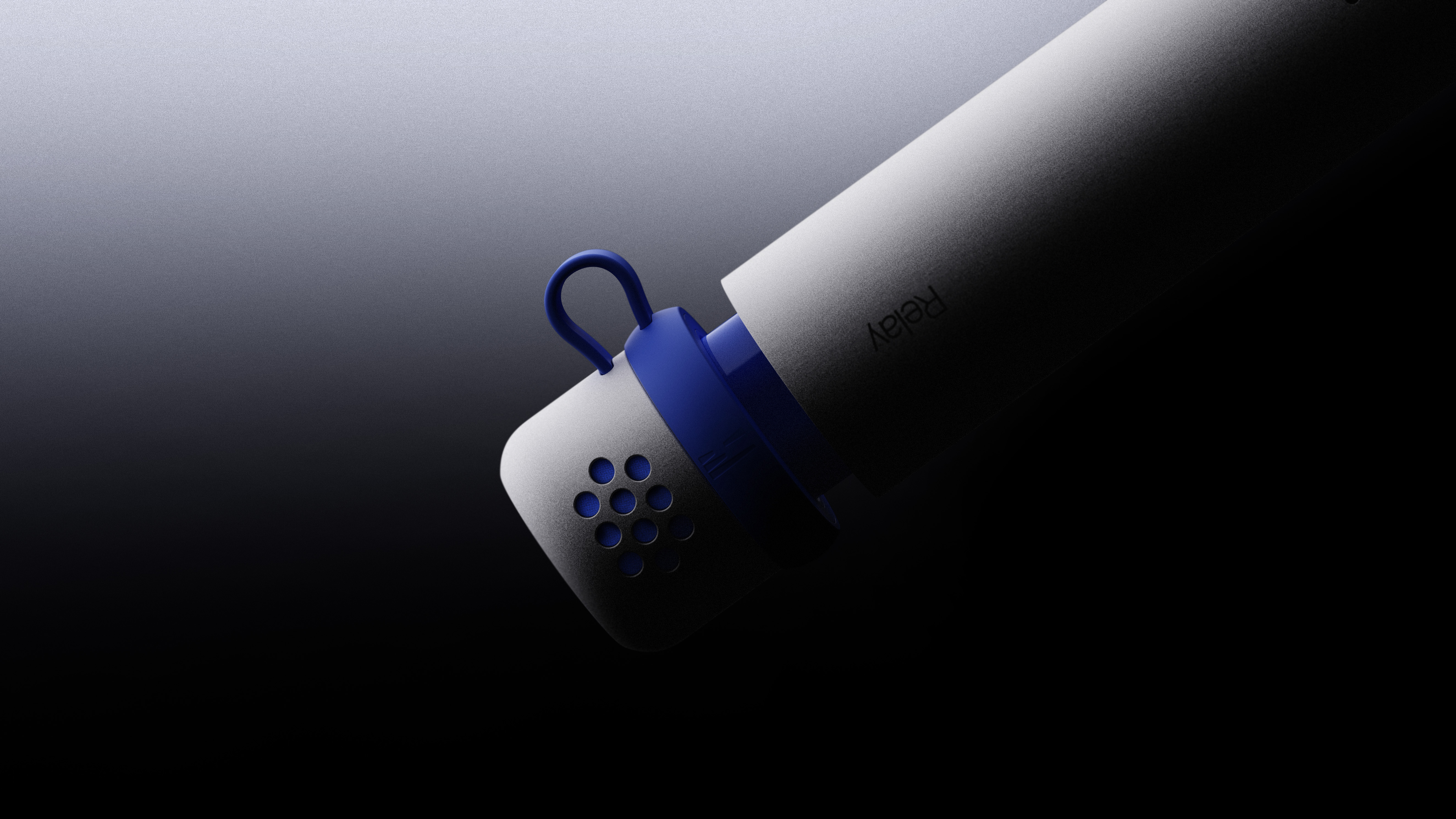 Relay device clipped into its charging dock